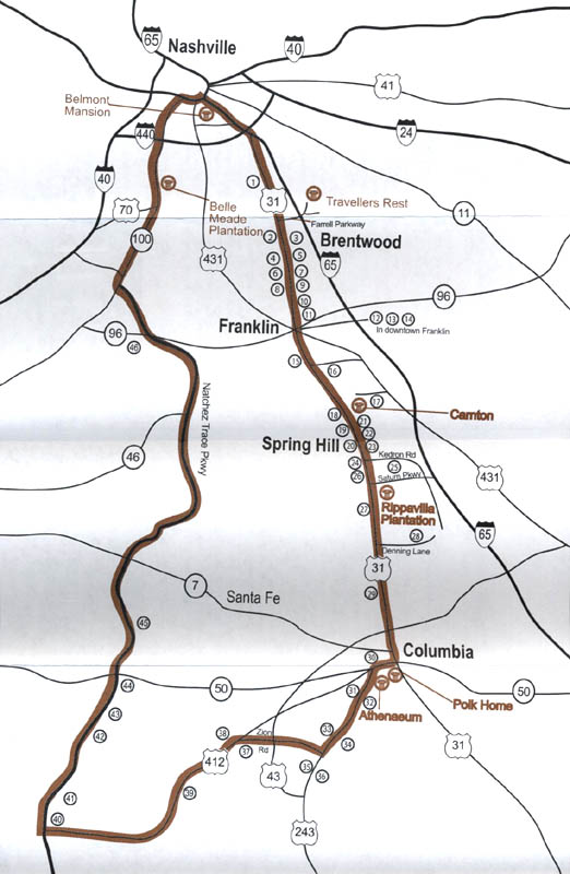 Antebellum Trail Map