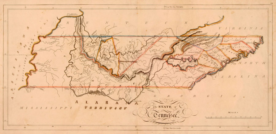 1796 State of Tennessee Map