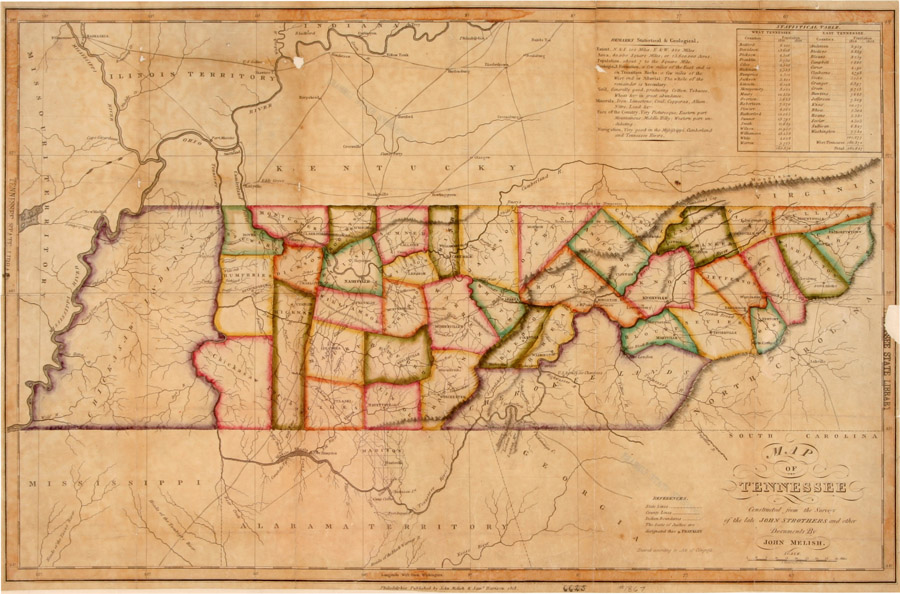 John Melish Map of Tennessee