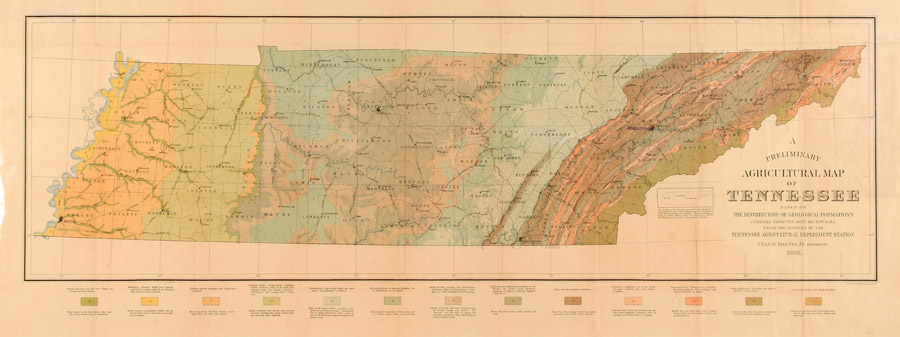 1896 Agricultural Map of Tennessee