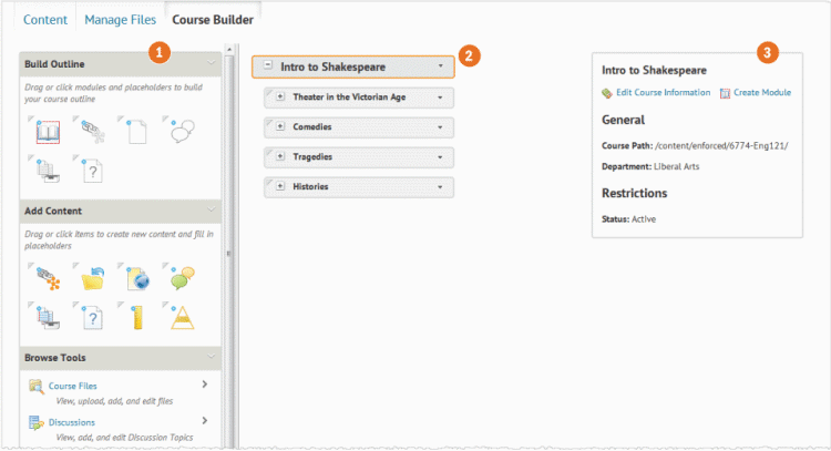 Course Builder user interface