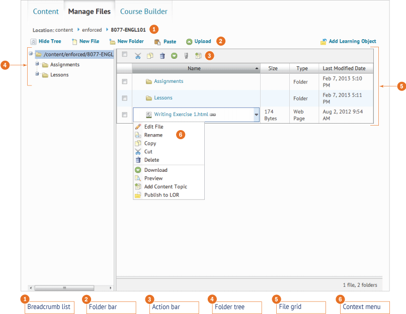 Manage Files User Interface