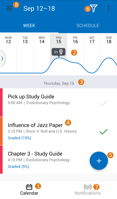 The Brightspace Pulse interface on Android