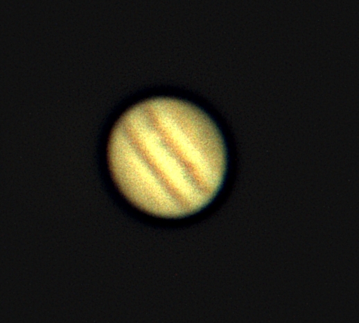 This image of Jupiter was created using a little less than 1000 of the 3000 original recorded frames. The images were stacked using sum stacking and then color calibrated. Finally, the image was enhanced using the A Trous Wavelets Transform in order to bring out the stripes along the surface while also avoiding any weird, unnatural arftifacts.